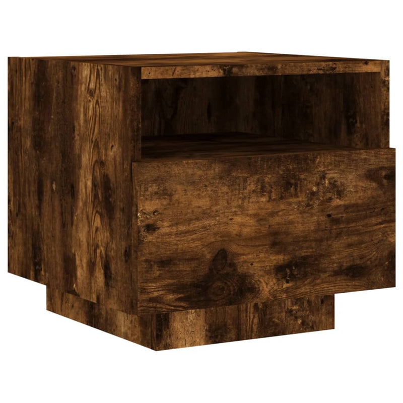 vidaXL 2 db sonoma tölgy színű éjjeliszekrény LED-ekkel 40x39x37 cm