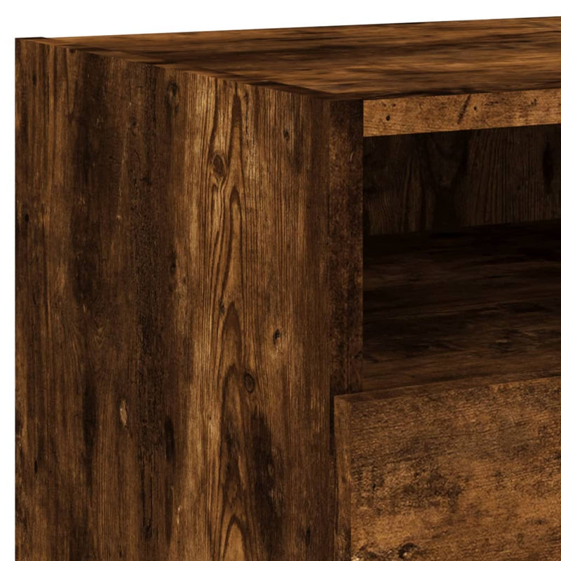 vidaXL 2 db sonoma tölgy színű éjjeliszekrény LED-ekkel 40x39x37 cm
