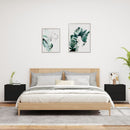 vidaXL 2 db fekete falra szerelhető éjjeliszekrény LED-világítással