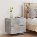 vidaXL betonszürke falra szerelhető éjjeliszekrény LED-világítással