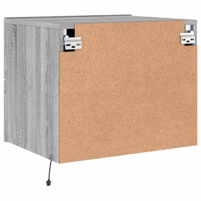 vidaXL szürke sonoma színű fali éjjeliszekrény LED-világítással