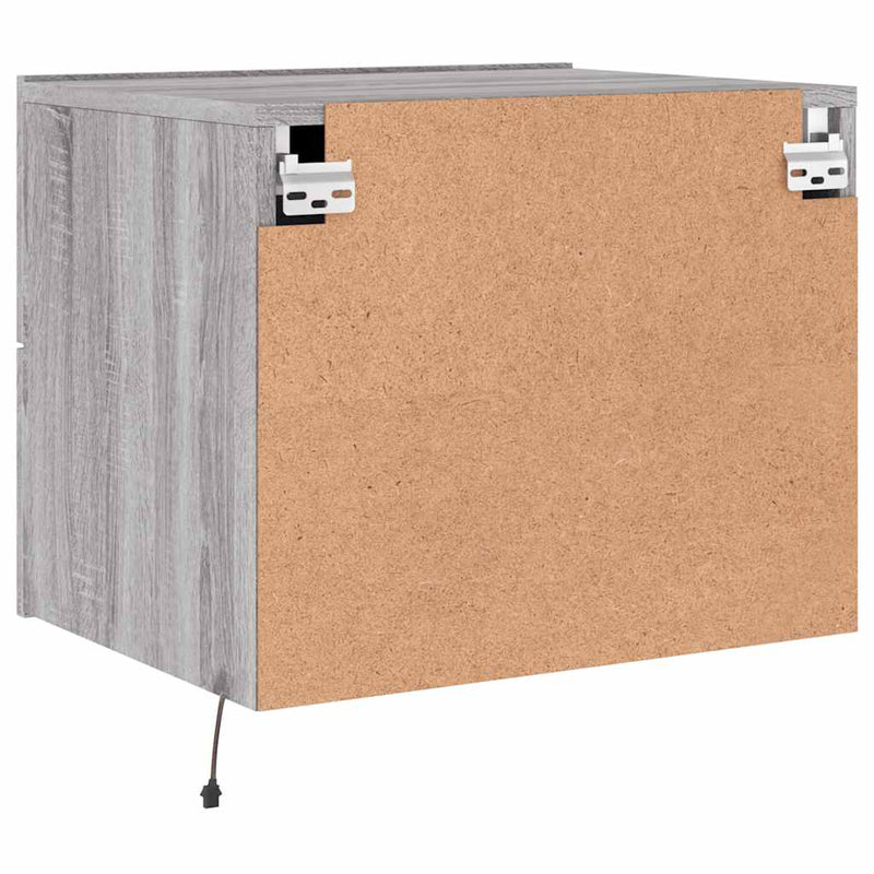 vidaXL 2 db szürke sonoma színű fali éjjeliszekrény LED-világítással