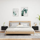 vidaXL 2 db fekete falra szerelhető éjjeliszekrény LED-világítással