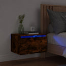 vidaXL füstös sonoma színű fali éjjeliszekrény LED-világítással