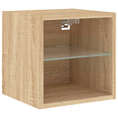 vidaXL 2 db sonoma tölgy fali TV-szekrény LED-ekkel 30x28,5x30 cm