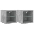 vidaXL 2 db betonszürke fali TV-szekrény LED-ekkel 30 x 28,5 x 30 cm