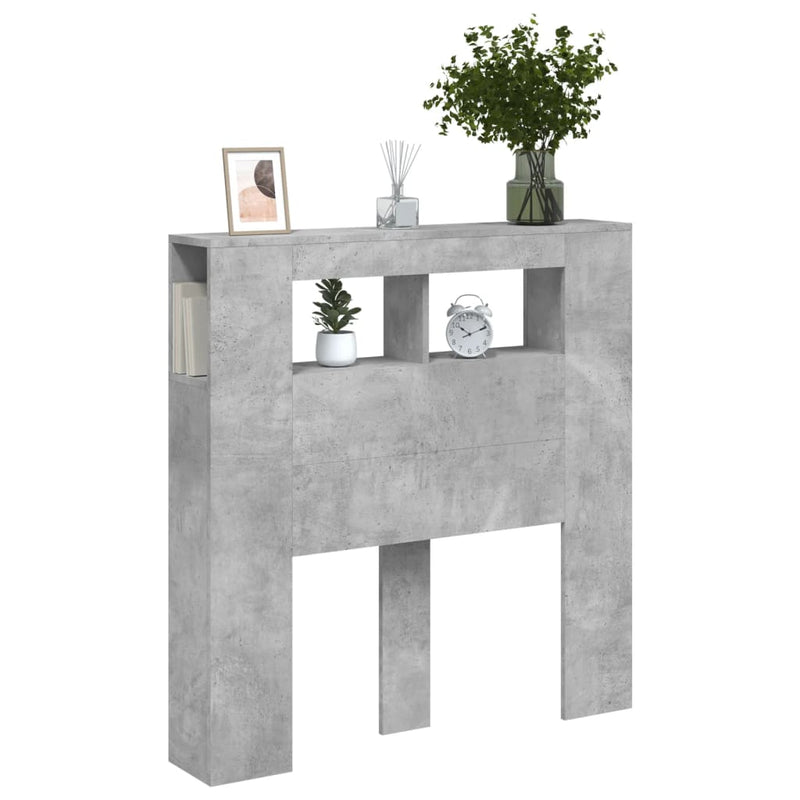 vidaXL betonszürke szerelt fa LED-es fejtámla 100x18,5x103,5 cm