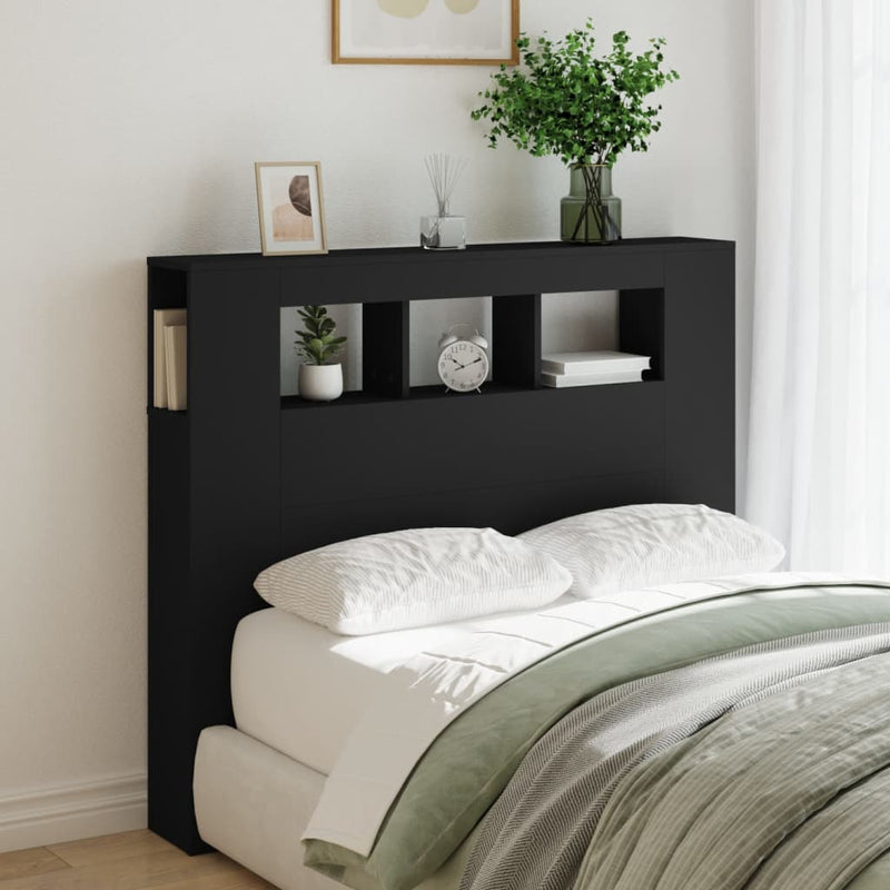vidaXL fekete szerelt fa LED-es fejtámla 120x18,5x103,5 cm