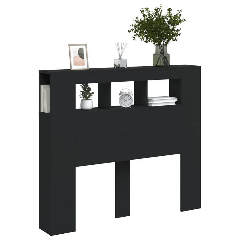 vidaXL fekete szerelt fa LED-es fejtámla 120x18,5x103,5 cm