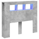vidaXL betonszürke szerelt fa LED-es fejtámla 120x18,5x103,5 cm