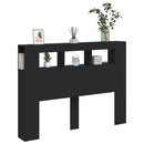 vidaXL fekete szerelt fa LED-es fejtámla 140x18,5x103,5 cm