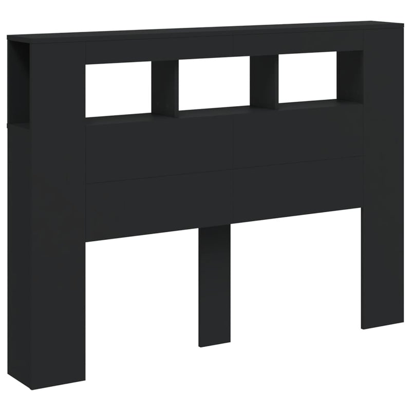 vidaXL fekete szerelt fa LED-es fejtámla 140x18,5x103,5 cm