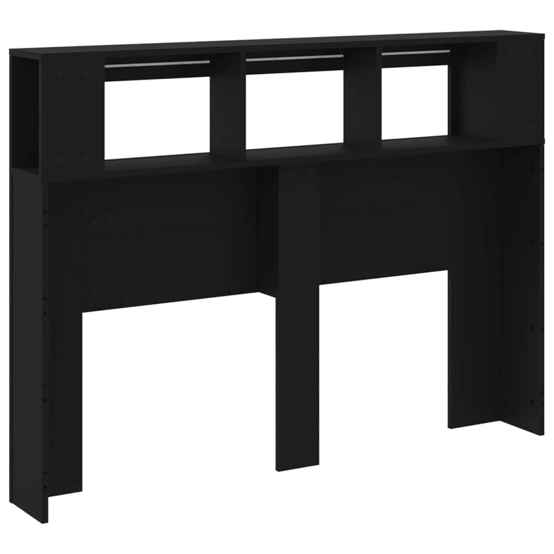 vidaXL fekete szerelt fa LED-es fejtámla 140x18,5x103,5 cm