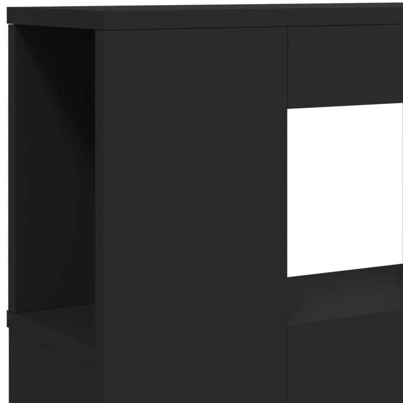 vidaXL fekete szerelt fa LED-es fejtámla 140x18,5x103,5 cm