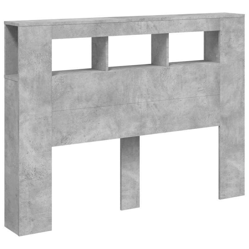 vidaXL betonszürke szerelt fa LED-es fejtámla 140x18,5x103,5 cm