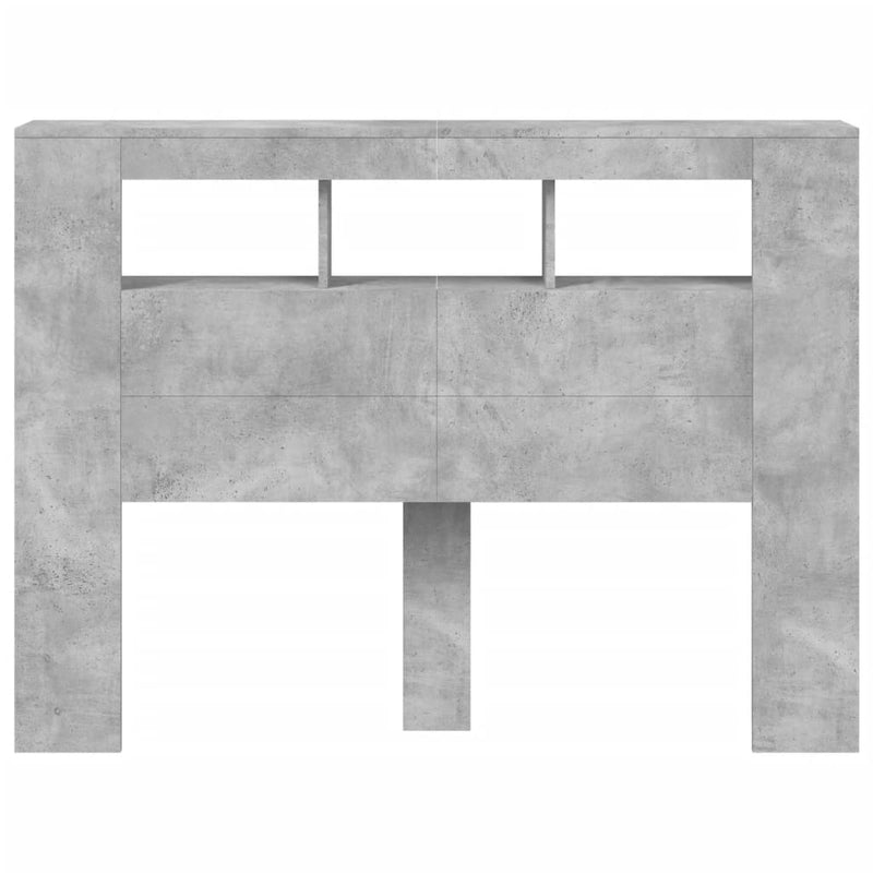 vidaXL betonszürke szerelt fa LED-es fejtámla 140x18,5x103,5 cm