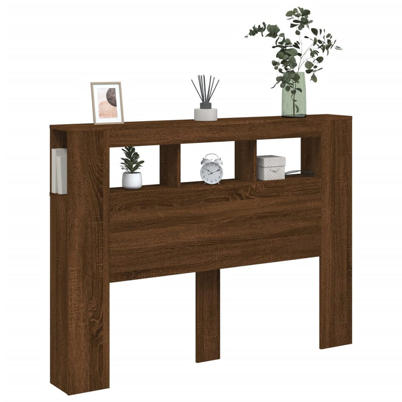 vidaXL barna tölgyszínű szerelt fa LED-es fejtámla 140x18,5x103,5 cm