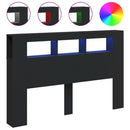 vidaXL fekete szerelt fa LED-es fejtámla 160x18,5x103,5 cm