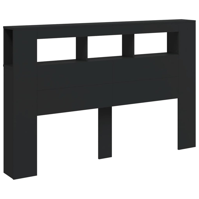 vidaXL fekete szerelt fa LED-es fejtámla 160x18,5x103,5 cm