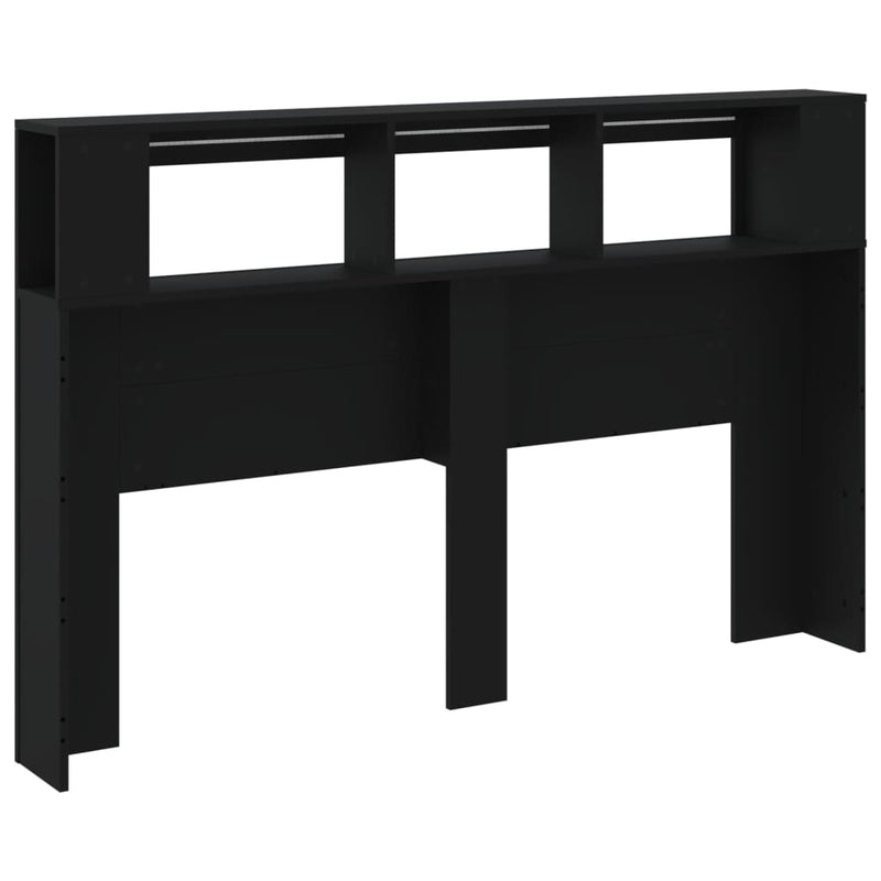 vidaXL fekete szerelt fa LED-es fejtámla 160x18,5x103,5 cm