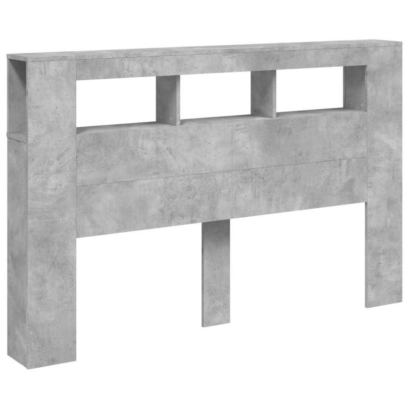 vidaXL betonszürke szerelt fa LED-es fejtámla 160x18,5x103,5 cm