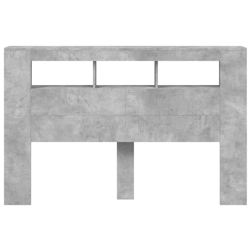vidaXL betonszürke szerelt fa LED-es fejtámla 160x18,5x103,5 cm