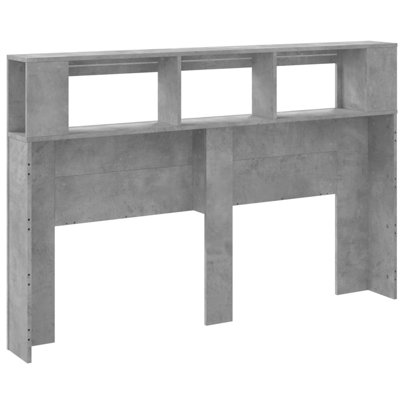 vidaXL betonszürke szerelt fa LED-es fejtámla 160x18,5x103,5 cm