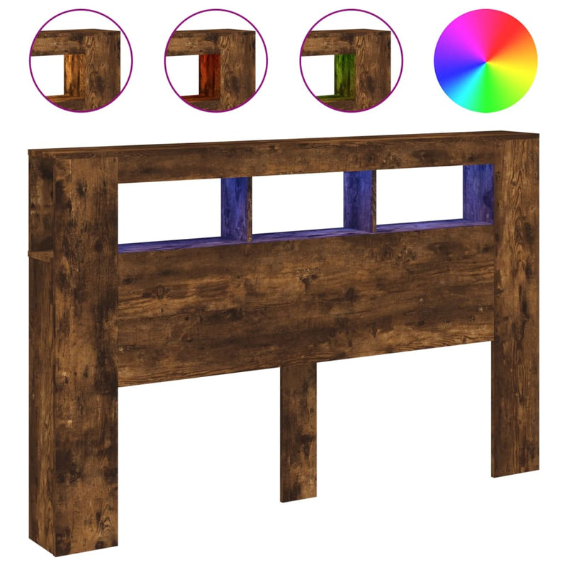 vidaXL sonoma tölgy színű szerelt fa LED-es fejtámla 160x18,5x103,5 cm