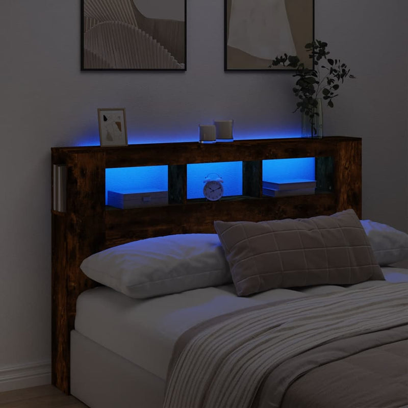 vidaXL sonoma tölgy színű szerelt fa LED-es fejtámla 160x18,5x103,5 cm