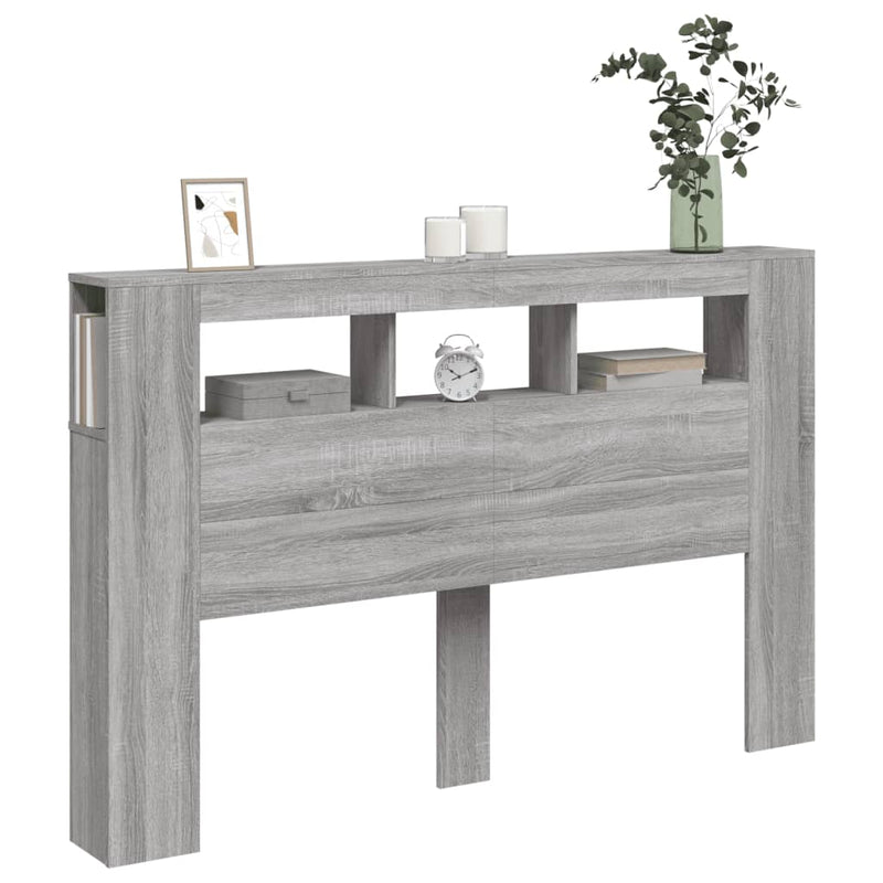 vidaXL szürke sonoma szerelt fa LED-es fejtámla 160x18,5x103,5 cm