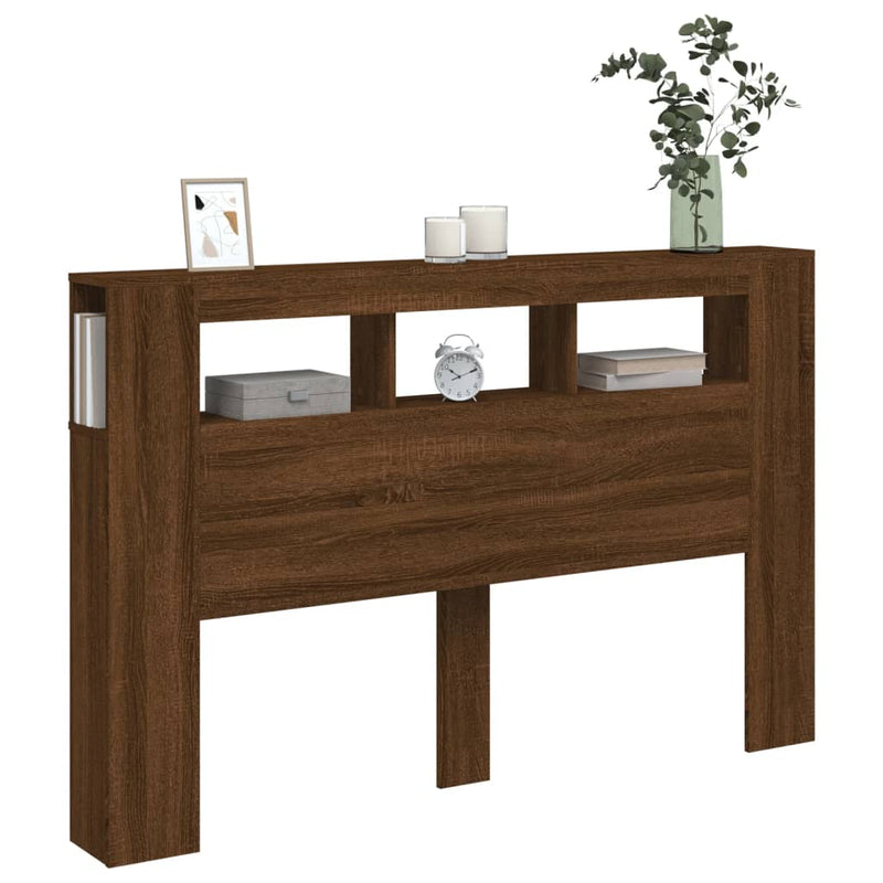 vidaXL barna tölgyszínű szerelt fa LED-es fejtámla 160x18,5x103,5 cm