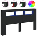 vidaXL fekete szerelt fa LED-es fejtámla 180x18,5x103,5 cm