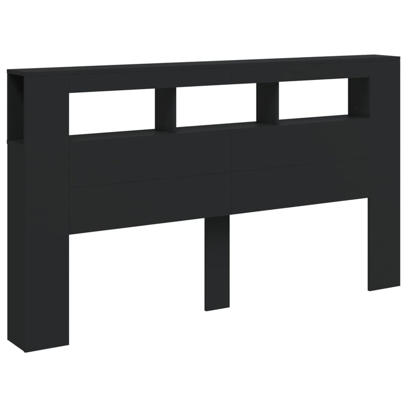 vidaXL fekete szerelt fa LED-es fejtámla 180x18,5x103,5 cm