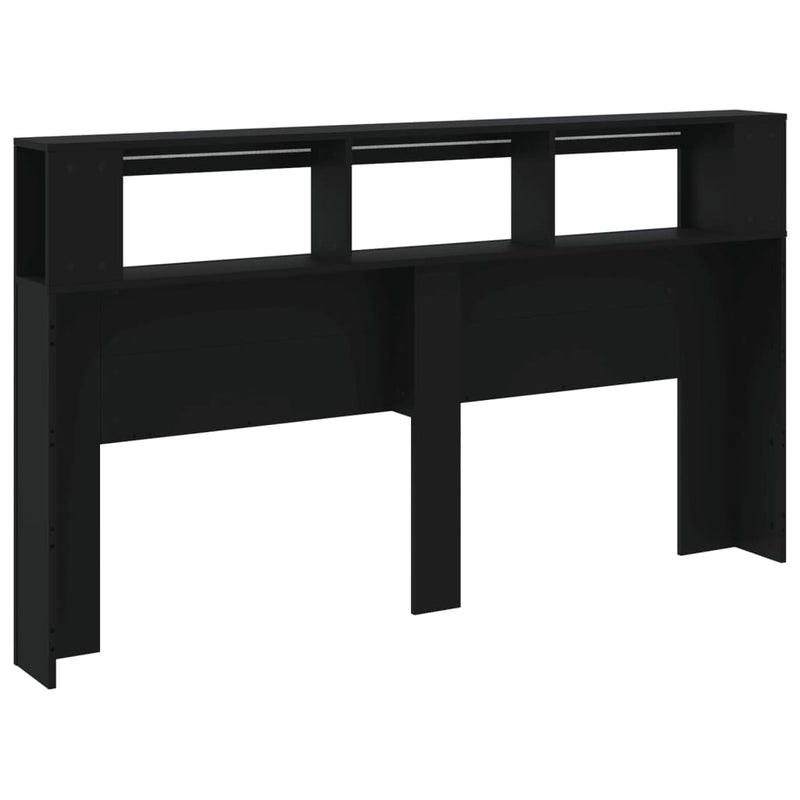 vidaXL fekete szerelt fa LED-es fejtámla 180x18,5x103,5 cm