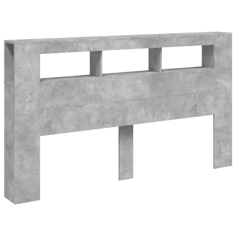 vidaXL betonszürke szerelt fa LED-es fejtámla 180x18,5x103,5 cm