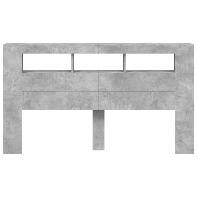 vidaXL betonszürke szerelt fa LED-es fejtámla 180x18,5x103,5 cm