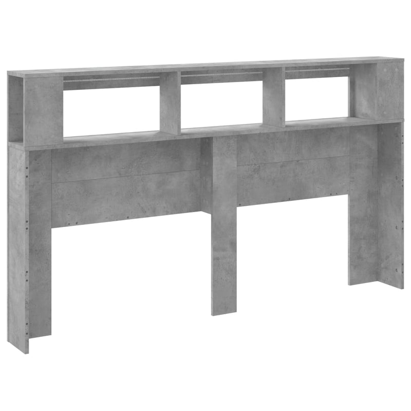 vidaXL betonszürke szerelt fa LED-es fejtámla 180x18,5x103,5 cm