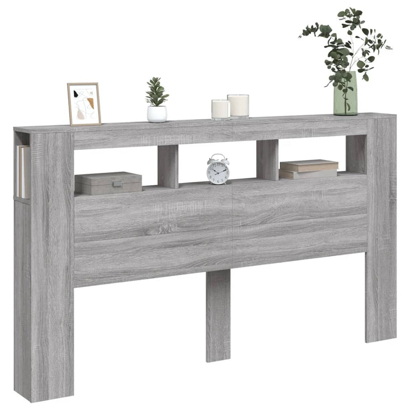 vidaXL szürke sonoma szerelt fa LED-es fejtámla 180x18,5x103,5 cm