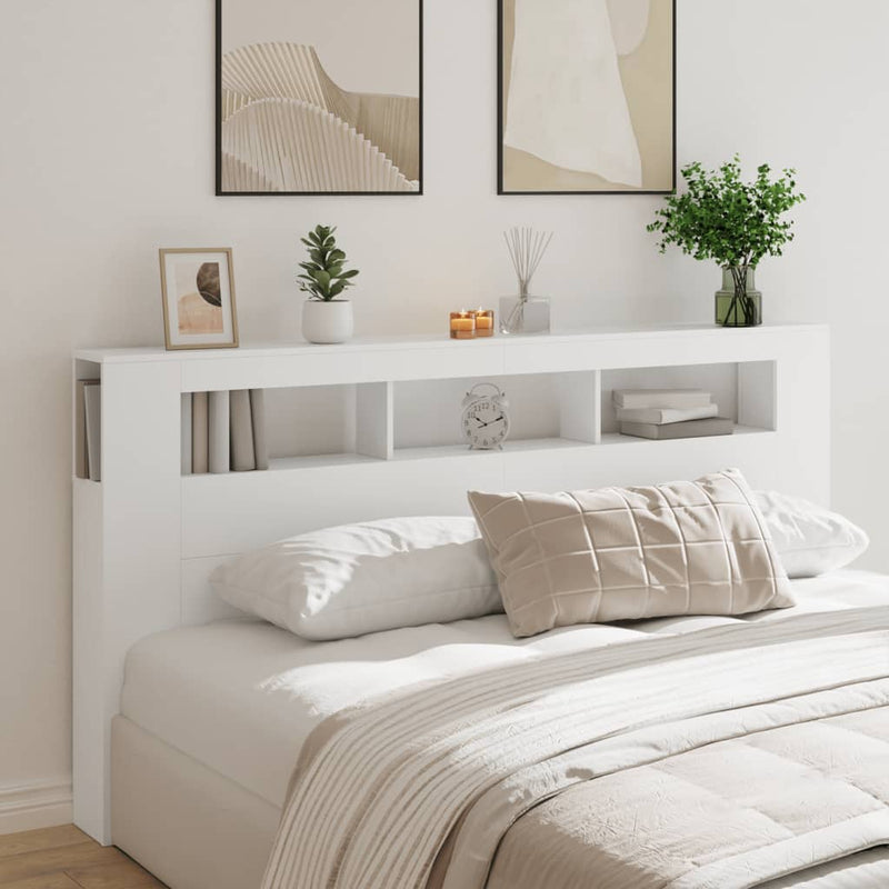 vidaXL fehér szerelt fa LED-es fejtámla 200 x 18,5 x 103,5 cm