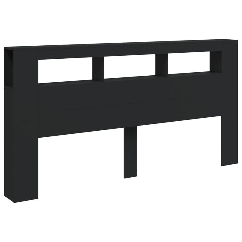 vidaXL fekete szerelt fa LED-es fejtámla 200 x 18,5 x 103,5 cm
