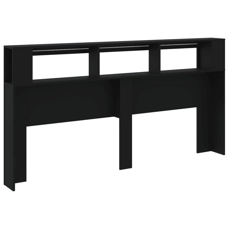 vidaXL fekete szerelt fa LED-es fejtámla 200 x 18,5 x 103,5 cm
