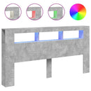 vidaXL betonszürke szerelt fa LED-es fejtámla 200 x 18,5 x 103,5 cm
