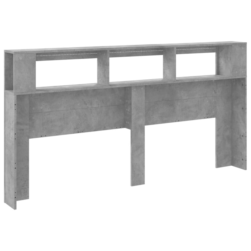 vidaXL betonszürke szerelt fa LED-es fejtámla 200 x 18,5 x 103,5 cm