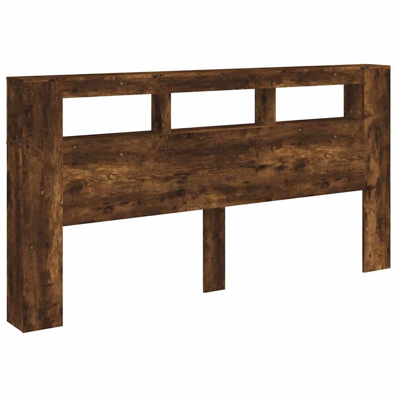 vidaXL füstös tölgy színű szerelt fa LED-es fejtámla 200x18,5x103,5 cm