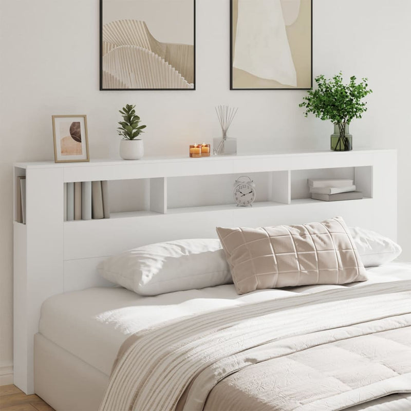 vidaXL fehér szerelt fa LED-es fejtámla 220x18,5x103,5 cm