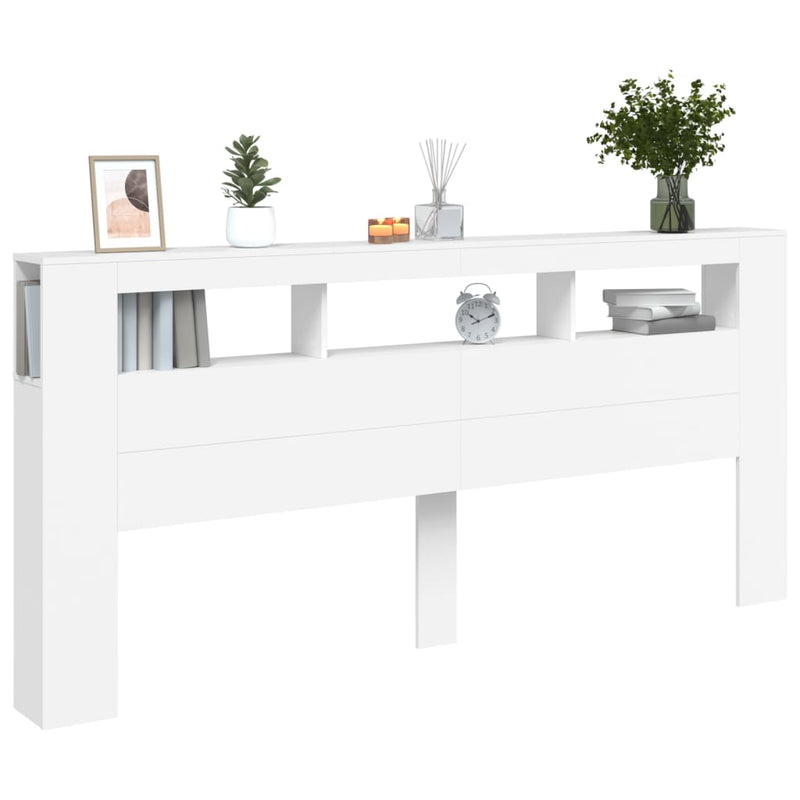 vidaXL fehér szerelt fa LED-es fejtámla 220x18,5x103,5 cm