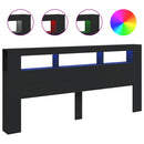 vidaXL fekete szerelt fa LED-es fejtámla 220x18,5x103,5 cm