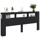 vidaXL fekete szerelt fa LED-es fejtámla 220x18,5x103,5 cm