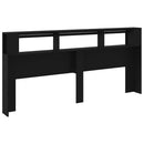 vidaXL fekete szerelt fa LED-es fejtámla 220x18,5x103,5 cm