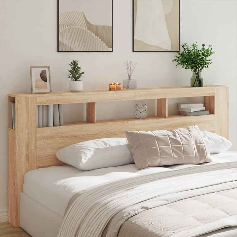 vidaXL sonoma tölgy színű szerelt fa LED-es fejtámla 220x18,5x103,5 cm